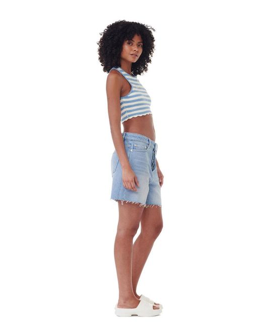 Ganni Blue Crochet Racerback Top