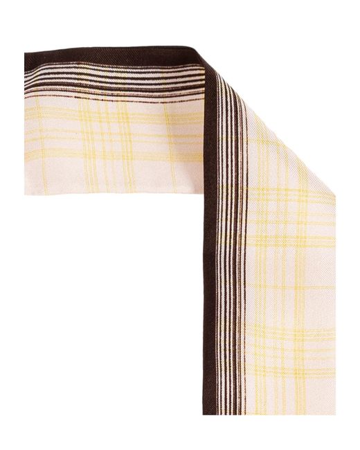 Jil Sander White Plaid-Patter Silk Scarf
