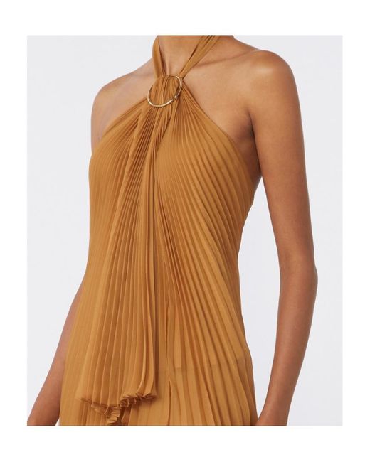 Max Mara Brown Pleated Valzer Top With Knot And Detail