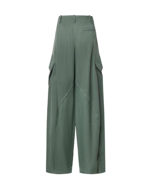 Alaïa Green Alaïa Draped Wide-Leg Pants