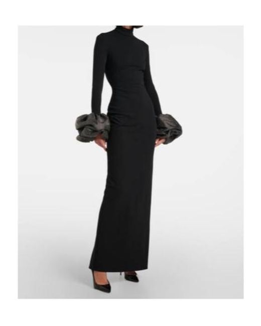 Solace London Black Viviana Embellished Gown