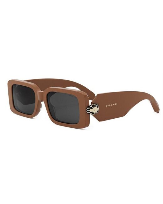 BVLGARI Brown Rectangular Frame Sunglasses