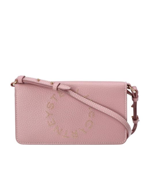 Stella McCartney Pink Logo Embellished Mini Shoulder Bag