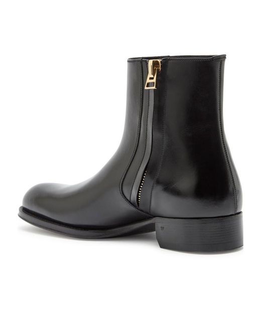 Tom Ford Black Leather Ankle Boots for men