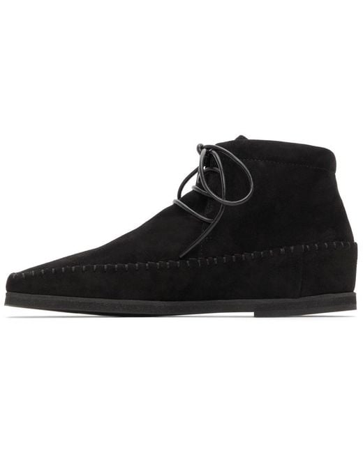 Totême Black High-Top Moccasin-Style Leather Boots