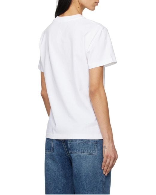 A.P.C. White Logo Printed Crewneck T-Shirt for men
