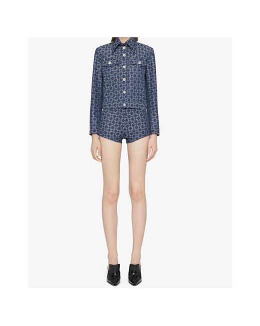 Givenchy Blue Monogram Denim Shorts