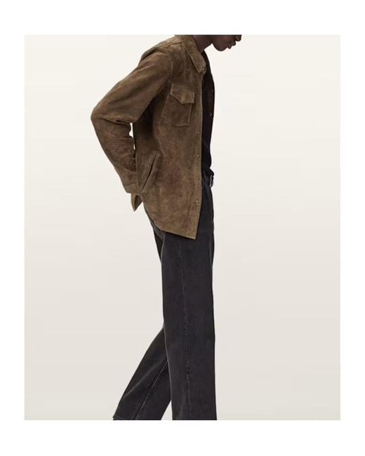 AllSaints Brown Sully Suede Jacket for men
