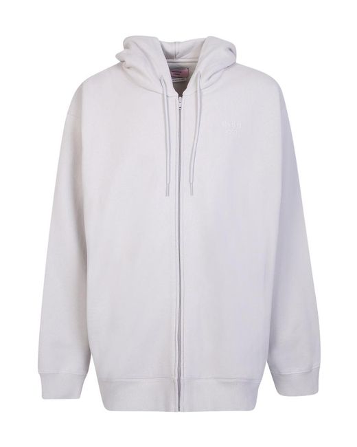 Martine Rose White Printed Zip Up Hoodie for men