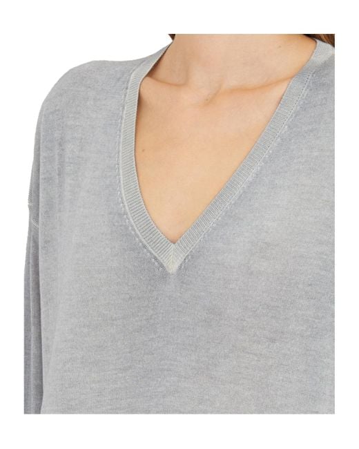 Avant Toi Gray Long Sleeve V-Neck Jumper