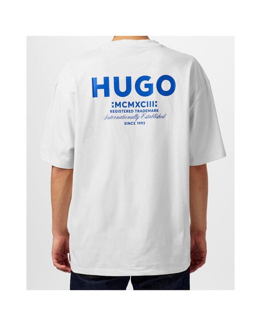 Boss White Logo Crew-Neck T-Shirt for men