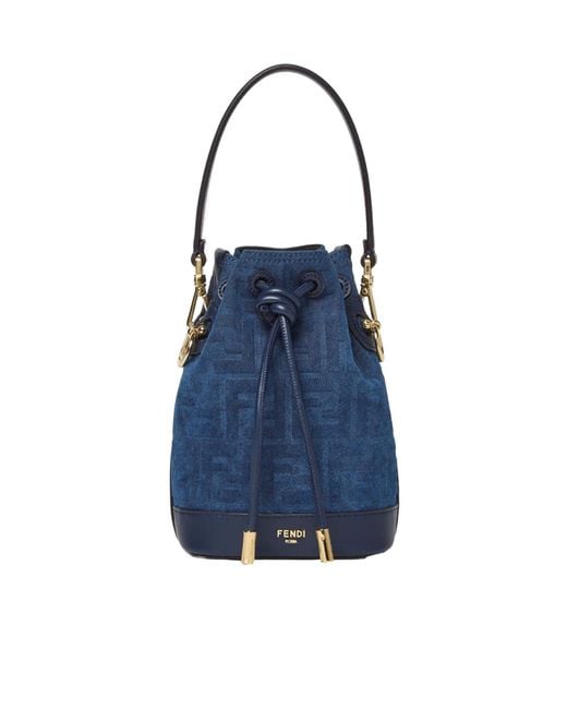 Fendi Blue Mon Tresor Ff Jacquard Bucket Bag
