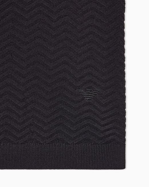 Emporio Armani Black Jacquard Crewneck Knitted T-Shirt for men