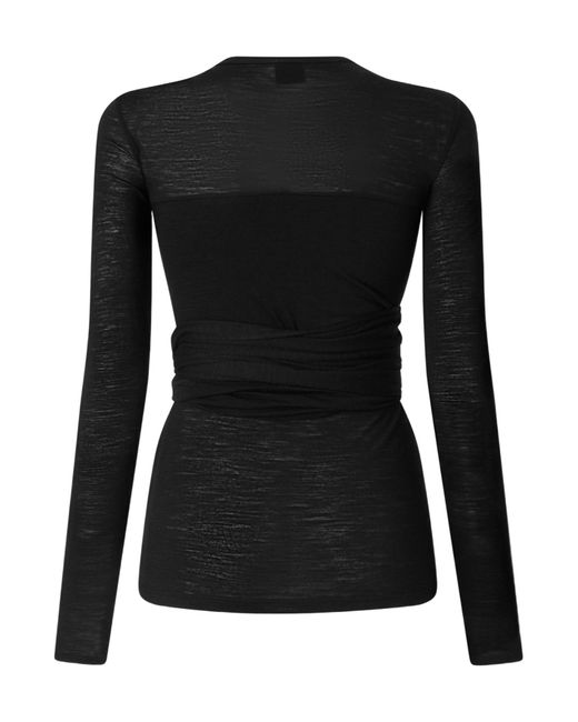Pinko Black Wrap-Effect T-Shirt