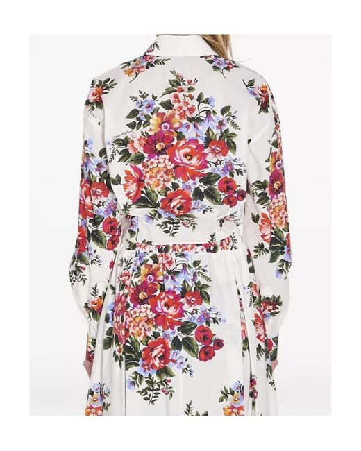 Dolce & Gabbana White Flower Bouquet-Printed Shirt