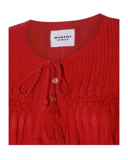 Isabel Marant Red Isabel Marant Étoile Pleat Detailed Buttoned Blouse
