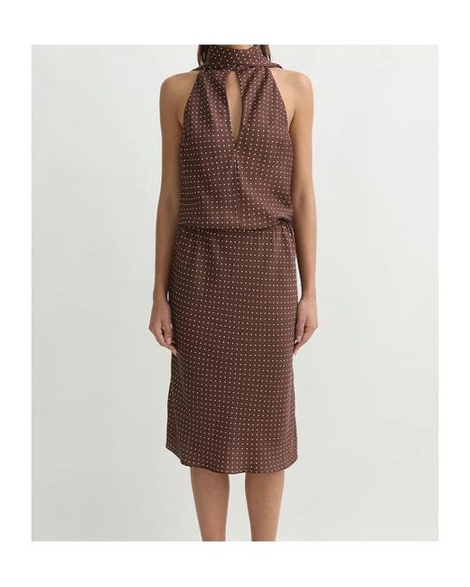Posse Brown Phoebe Polka-Dot Pattern Midi Dress