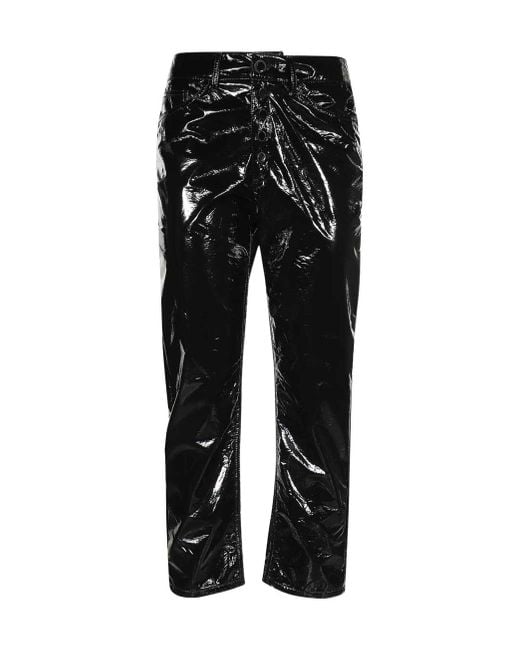 Dondup Black Coated Straight-Leg Pants