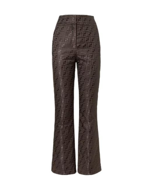 Fendi Brown Ff Jacquard High-Waist Ski Trousers