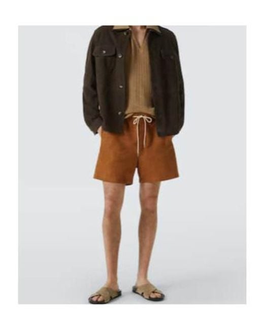 Frescobol Carioca Brown Ravi Suede Overshirt for men