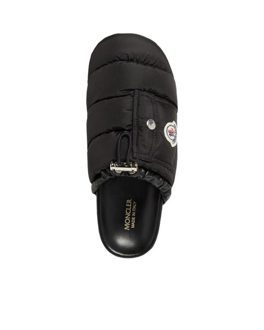 Moncler Black Logo Patch Padded Slippers