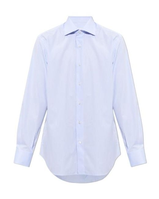 Brioni Blue Long-Sleeved Shirt for men
