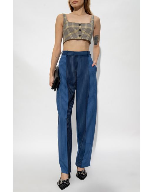 Marni Gray Check Pattern Cropped Tank Top