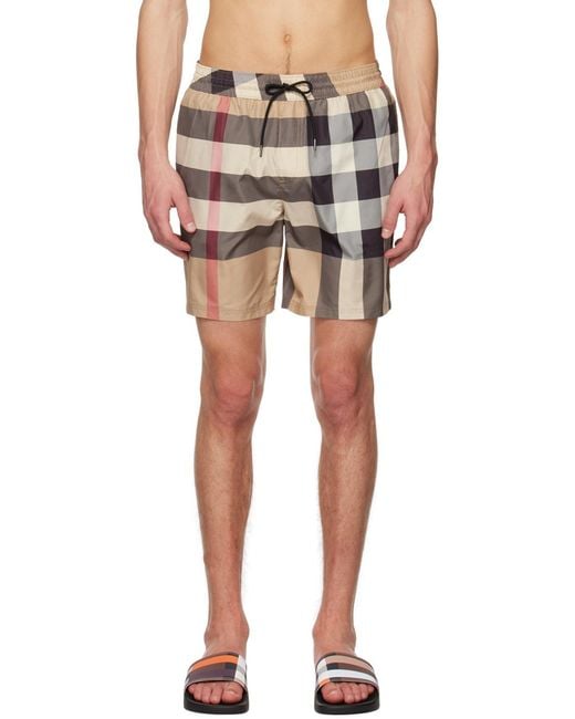 Burberry Multicolor Checked Drawcord Swim Shorts for men