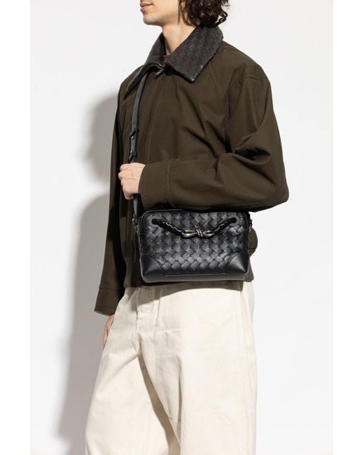 Bottega Veneta Black Knot Detail Intrecciato Messenger Bag for men