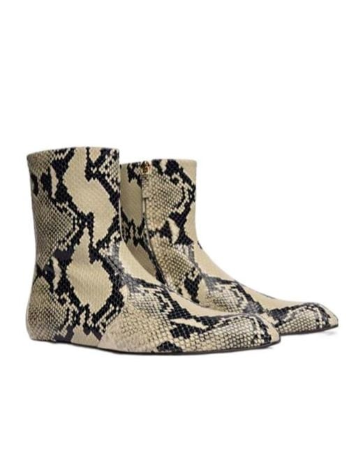 Khaite Brown Colt Python Print Ankle Boots