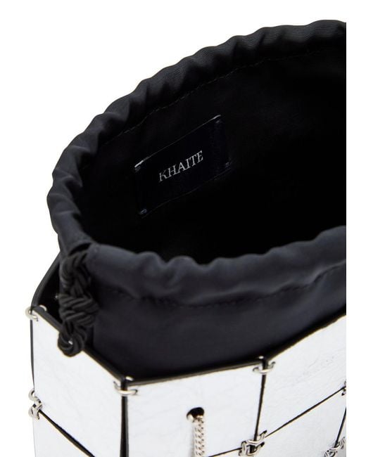 Khaite White Emma Mini Patchwork Metal And Leather Shoulder Bag