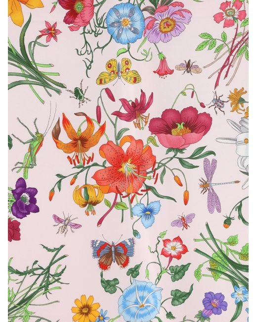 Gucci White Floral Print Twill Scarf