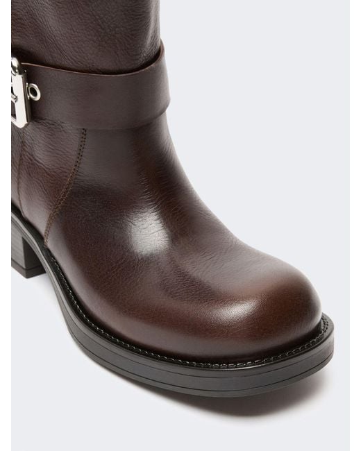 Weekend by Maxmara Brown Leather Biker Boots