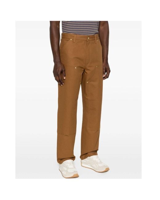 Carhartt Brown Logo-Patch Trousers for men