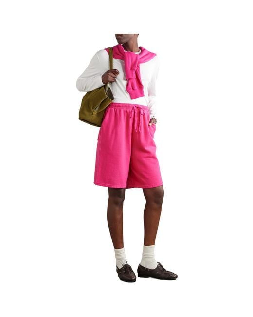 The Elder Statesman Pink Cotton And Cashmere-Blend Shorts