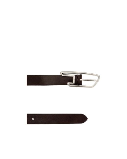 DIESEL White B-D Line Leather Belt for men