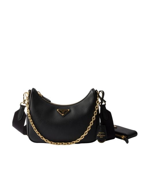 Prada Black Re-Edition 2005 Zipped Shoulder Bag