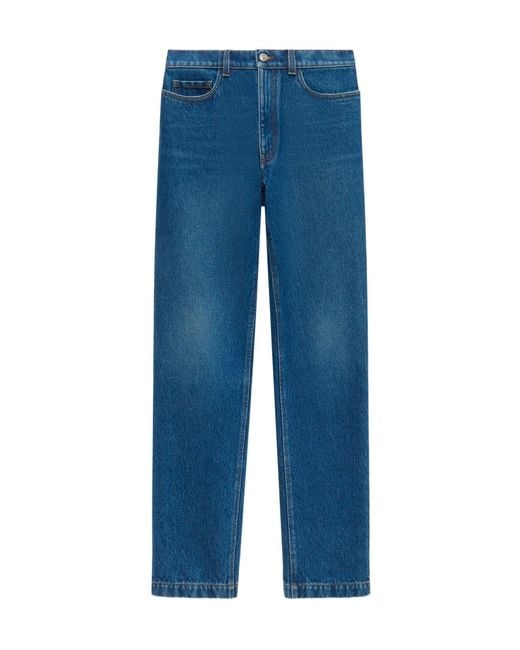 Marni Blue Logo-Patch Straight-Leg Jeans