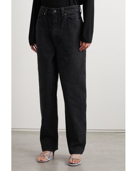 Khaite Black High-Waisted Straight Leg Jeans