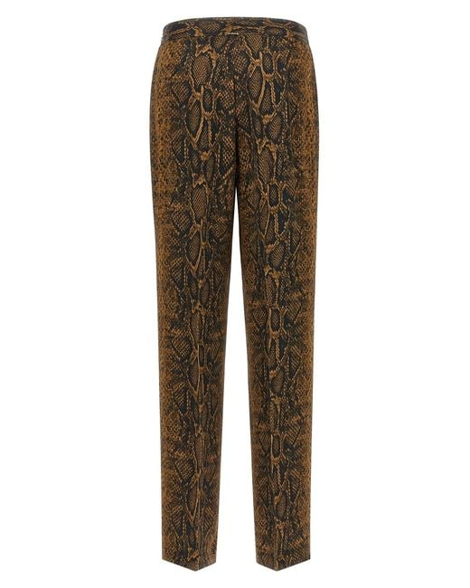 Twinset Brown Wide-Leg Animal Print Pants