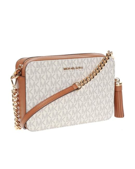 Michael Kors Natural Michael Ginny Medium Logo Crossbody Bag