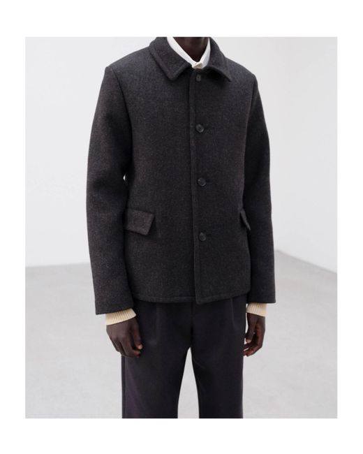 Auralee Black Button-Up Coat for men
