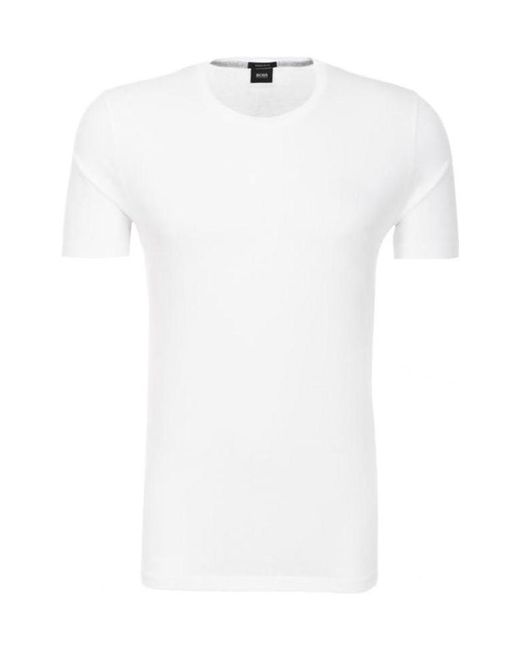 Boss White T-Shirt With Round Neck And Short Sleeves for men