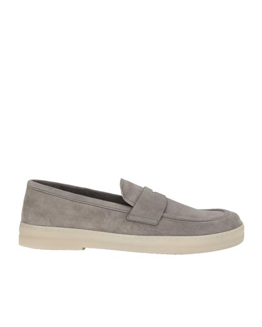 Prada Gray Logo-Detailed Slip-On Loafers for men