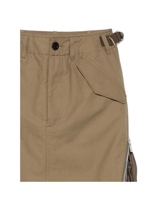 Sacai Green Zip-Detail Midi Skirt