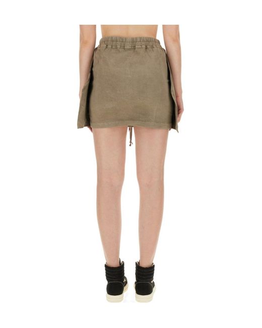 Rick Owens Green Lido Drawstring Mini Skirt
