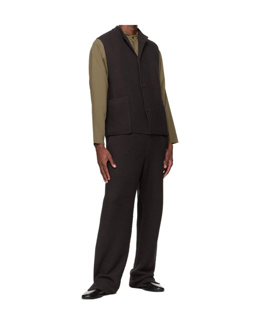Homme Plissé Issey Miyake Black Elastic Waist Knit Casual Pants for men