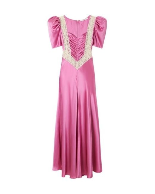 Rodarte Pink Embroidered Lace Maxi Dress