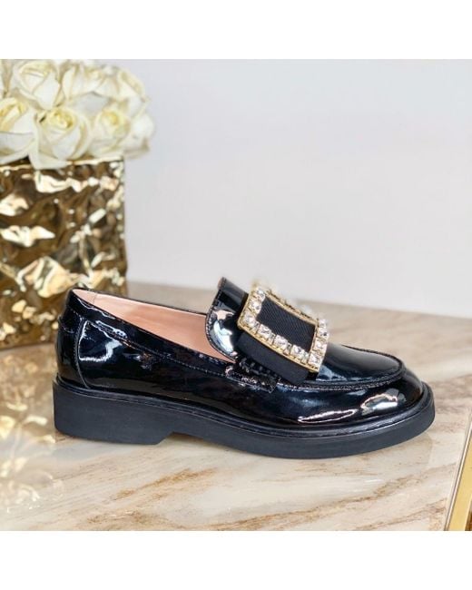 Roger Vivier Black Embellished Slip-On Loafers