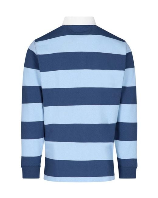 Polo Ralph Lauren Blue Striped Long-Sleeved Polo Shirt for men